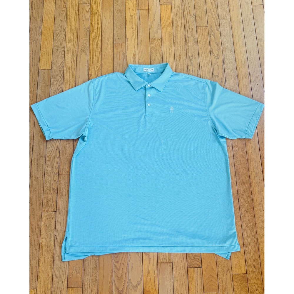 Peter Millar Polo Shirt XXL Striped Short Sleeve Shirt Blue Mens Golf